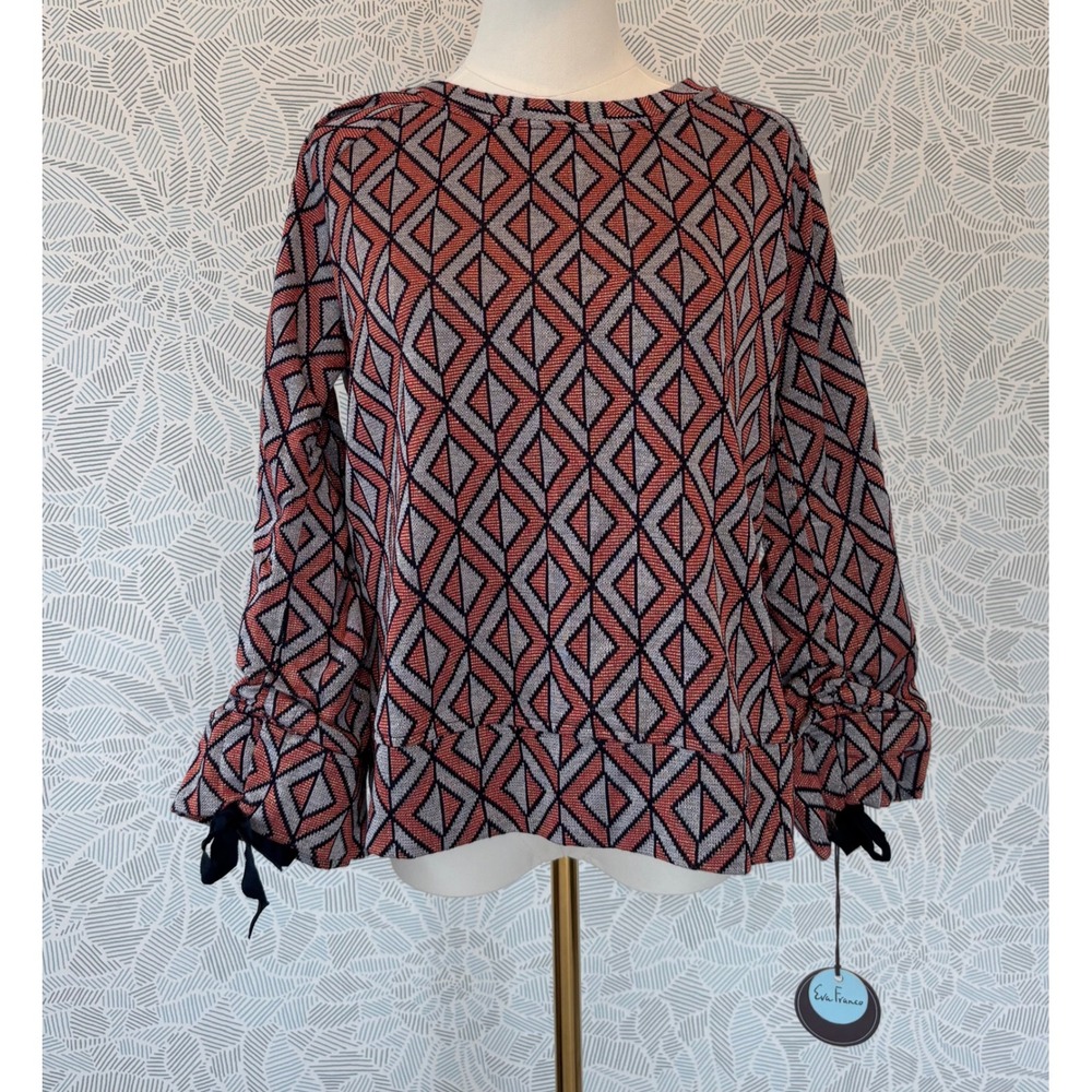Eva Franco Anthropologie Fall Color Geometric Diamond Knit Top RETAIL $120 NWT L